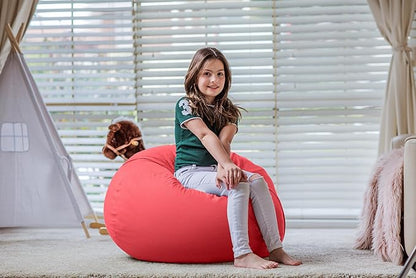 Wekapo Stuffed Animal Storage Bean Bag Chair Cover for Kids | Stuffable Zipper Beanbag for Organizing Children Plush Toys Large Premium Cotton Canvas (Solid Red, X-Large)