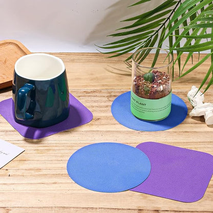 LUTER 4pcs Jar Opener, Rubber, Multi-function Silicone Bottle Opener for Seniors with Weak Hands Lid Cap Gripper Pads Kitchen Coasters Gadgets(blue round +purple square)