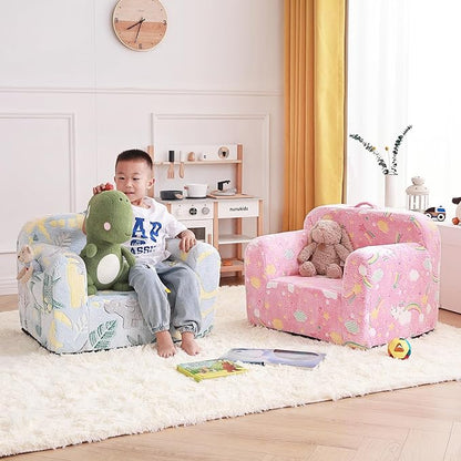 Tiita Kids Sofa, Children Couch with Carrying Handle & Side Pockets, Kids Foam Chair, Toddler Armrest Chair, Lightweight Children Sofa Chair, Kids Read Sofa for Girl or Boy(Pink Rainbow)