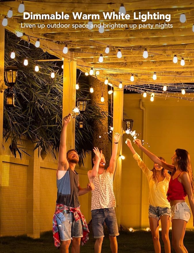 Govee Smart Outdoor String Lights H7020, RGBIC Warm White 48ft LED Bulbs for Halloween Decorations, Christmas, WiFi Patio Lights Work with Alexa, Google Assistant, APP Control, IP65 Waterproof