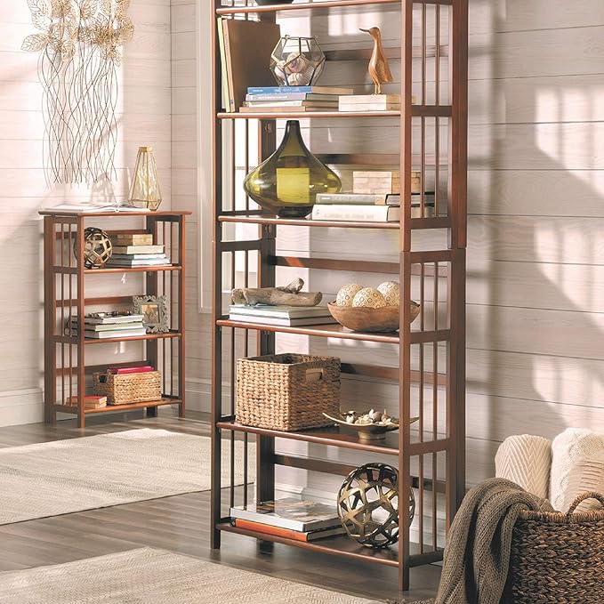 Casual Home 3-Shelf 27.5" Wide Folding Stackable Bookcase, Chestnut (New)