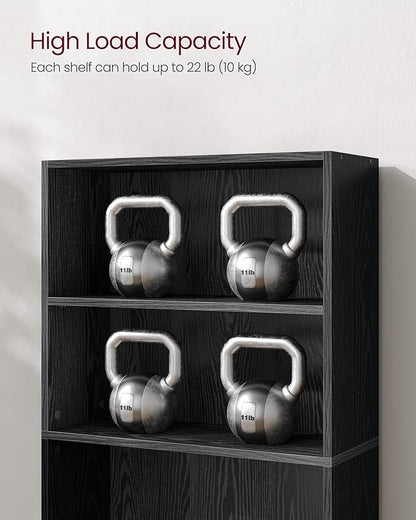 VASAGLE Bookshelf, 23.6 Inches Wide, 4-Tier Open Bookcase with Adjustable Storage Shelves, Floor Standing Unit, Ebony Black ULBC164T56
