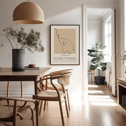 Poster Master Vintage Poster - Retro Elephant Print - Line Drawing Art - Sketch Wall Art - Gift for Boys & Girls - Cute Wall Decor for Bedroom, Kid's Room or Nursery - 16x20 UNFRAMED Wall Art