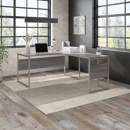 Bush Business Furniture Hybrid 60-inch L-Shaped Table Desk, Platinum Gray (HYB027PG)