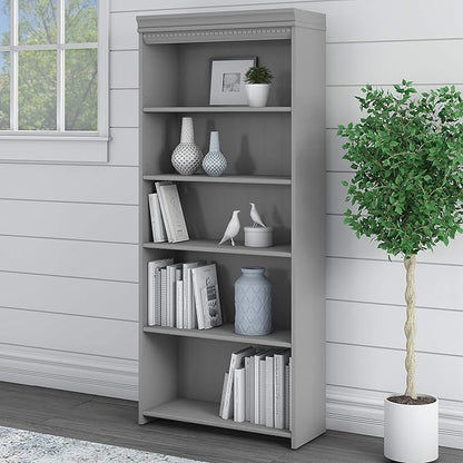 Bush WC53565-03 Fairview 5-Shelf 69-Inch H Bookcase, Cape Cod Gray