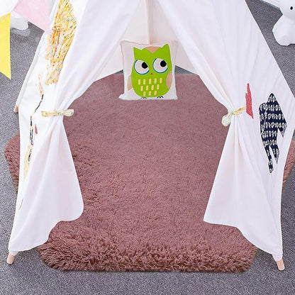junovo Ultra Soft Rug for Nursery Children Room Baby Room Home Decor Dormitory Hexagon Carpet for Playhouse Princess Tent Kids Play Castle, Diameter 4.6 ft, Blush