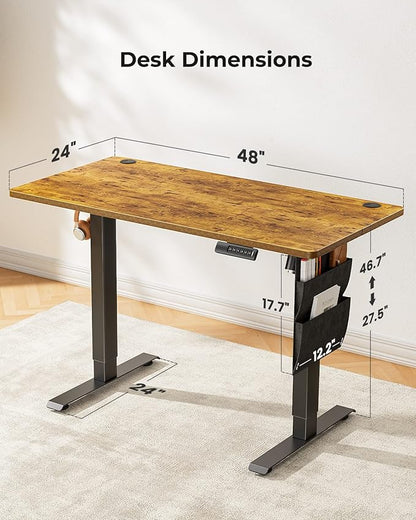Marsail Stand up Desk, 48x24 Inch Standing Desk Adjustable Height, Electric Standing Desk, Sit Stand Desk with Headphone Hook for Computer Gaming Desk Home Office Desk