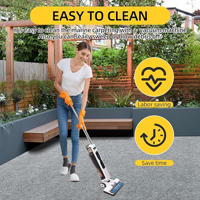 Marine Carpet,6 FT x 18 FT Smoke Gray Indoor Outdoor Carpet 0.2" Thick Boat Carpet with Water-Proof TPE Backing, Non-Slide Outdoor Marine Carpet Roll for Home, Patio, Porch, Deck