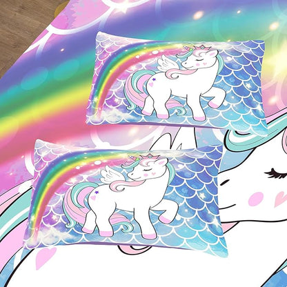 Tailor Shop Unicorn Comforter Sets King Size,Blue Unicorn Bedding Sets for Girls Kids Teens with 2 Pillowcase……