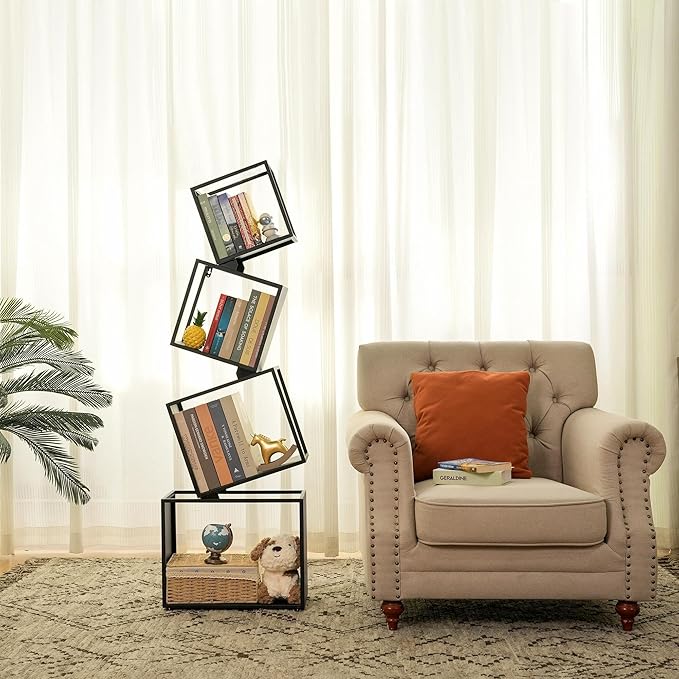 Bookshelf 2024 NEW, 4-Tier Bookshelves, 49.2" Tall Black Bookshelf, Book Shelf, Bookcase, Modern Bookshelf, Storage Shelves for CDs/Books/Collections, Display Shelf, Livingroom, Bedroom, Office