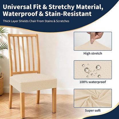 BIETYONE Waterproof Dining Chair Covers, Stretch Seat Protector, Washable | 2 Pack, Waterproof, Stretch Fit, Washable, Spill Resistant, Soft, Dining Chair Covers, Seat Protector