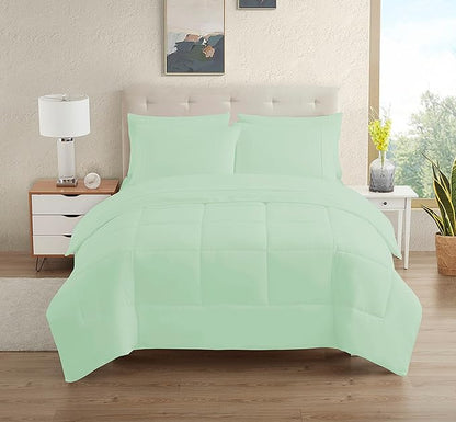 Dorm Room Essentials College Bedding Comforter Set 5 Piece Twin XL Size Bed in a Bag for College Students Boys and Girls, Twin XL, Mint