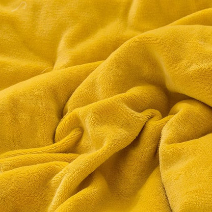 Wellboo Mustard Yellow Velvet Comforter Sets King Size Solid Fluffy Turmeric Yellow Bedding Comforters Plain Dark Yellow Sherpa Quilts Soft Warm Winter Flannel Plush Blanket Luxury Shaggy Crystal Bed