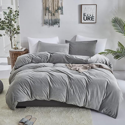 Wellboo Grey Comforter Sets King Women Men Gray Fluffy Bedding Comforters Solid Dark Grey Velvet Aesthetic Quilts Soft Warm Winter Plush Grey Blankets Plain Gray Flannel Thick Bed Sherpa Bed King Size