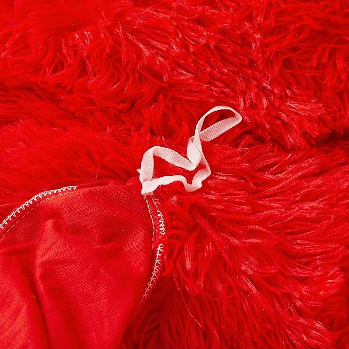 FOPPA Red fluffy Comforter Cover Set king- Ultra Soft fluffy Red Bedding Sets 3 Pieces (1 Duvet Cover + 2 Pillow case) pink fluffy bed set (Red, King)