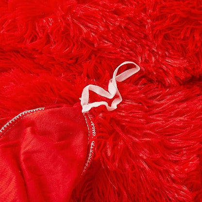 FOPPA Red fluffy Comforter Cover Set king- Ultra Soft fluffy Red Bedding Sets 3 Pieces (1 Duvet Cover + 2 Pillow case) pink fluffy bed set (Red, King)