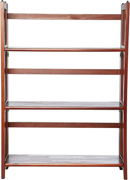 Casual Home 3-Shelf Folding Stackable Bookcase (27.5" Wide)-Mahagony