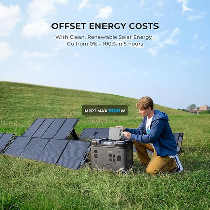 OUKITEL P5000 Pro 3600W Solar Generator with 500W Panel, 5120Wh Solar power station with 5 AC Outlets (6000W Peak), 1800W Fast Charging, Emergency Battery Backup for Home, RVs