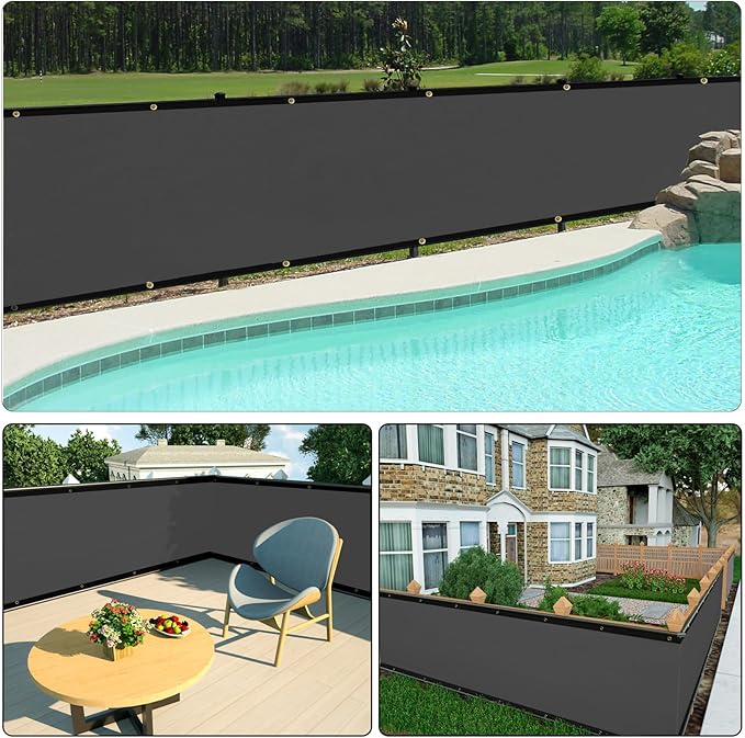 UPGRADE Privacy Fence Screen 5'x31' Dark Grey Outdoor 90% Visibility Blockage 170 GSM Mesh Shade Cover Panels for Backyard,Balcony,Home Decoration with Zip Ties,Customized Avaliable