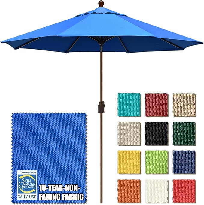 EliteShade USA 10-Year-Non-Fading 9Ft Market Umbrella Patio Umbrella Outdoor Table Umbrella with Ventilation,Royal Blue