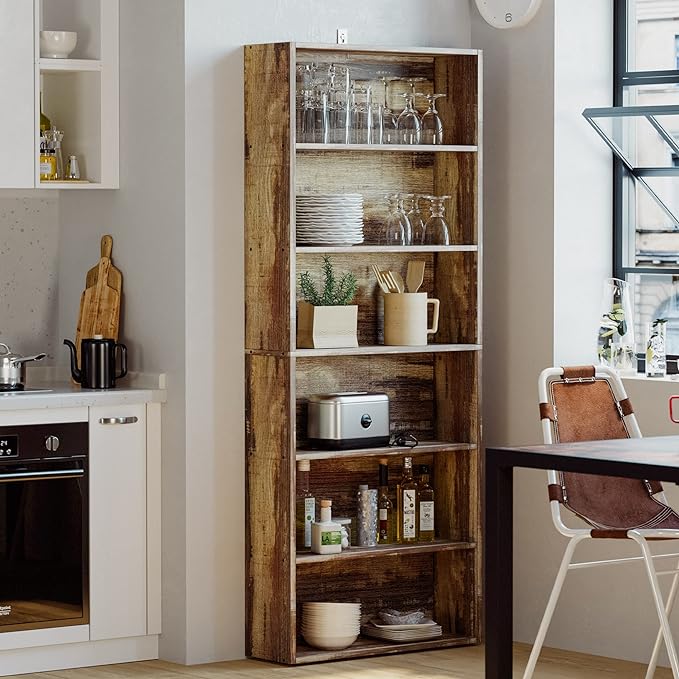 IRONCK Bookshelves and Bookcases Floor Standing 6 Tier Display Storage Shelves 70in Tall Bookcase Home Decor Furniture for Home Office, Living Room, Bed Room