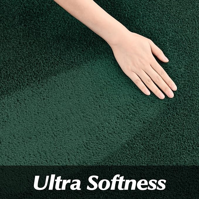 Round Area Rugs for Bedroom Living Room, 6x6 Dark Green Super Soft Comfy Thickened Memory-Foam Indoor Circle Carpet, Modern Aesthetic Minimalist Carpet for Boys Girls Adults Nursery Home Décor