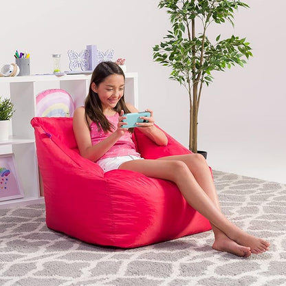 Posh Creations Structured Comfy Seat for Playrooms and Bedrooms, Large Bean Bag Chair, Coronado Chair, Red