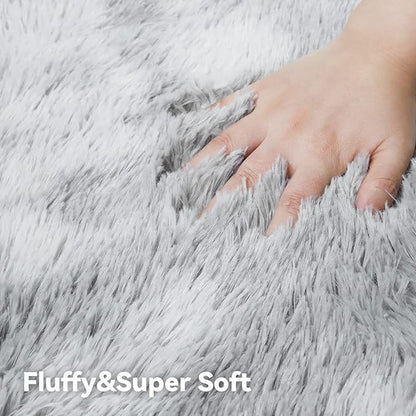 YOBATH Fluffy Rugs for Living Room, Shag Area Rugs for Bedroom 4x6 Feet, Indoor Modern Bedside Rug for Kids Girls Boys Room, Shag Carpet for Dorm Nursery Room, Light Grey