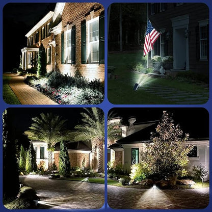 EIUIO Solar Outdoor Lights, 3 Lighting Modes Solar Spot Lights Outdoor with Auto On/Off, Waterproof Landscape Lighting for Garden Yard Pathway, 4 Pack(Cool White)