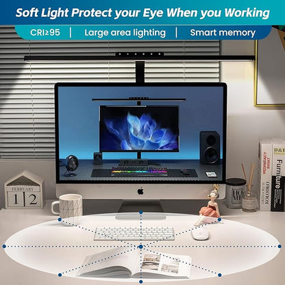 Desk Lamp, Stepless Dimming Desk Lamp with Clamp Flexible Gooseneck Desk Lamps for Home Office Eye Caring Desk Light Modern 24W Office Light for Sewing Studying Working Drawing