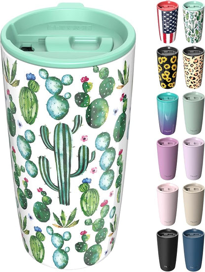TILUCK 20 oz Insulated Coffee Tumbler with BPA-Free Lid | Travel Coffee Mug, Dishwasher Safe, Cup Holder Friendly, Double-Wall Vacuum Insulation for Hot & Cold Drinks, Cactus