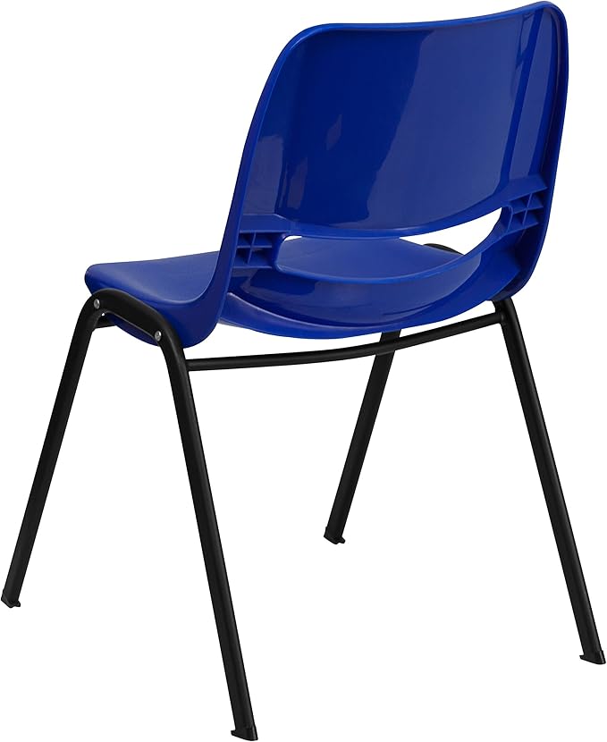 Flash Furniture 5 Pack HERCULES Series 661 lb. Capacity Navy Ergonomic Shell Stack Chair with Black Frame and 16'' Seat Height