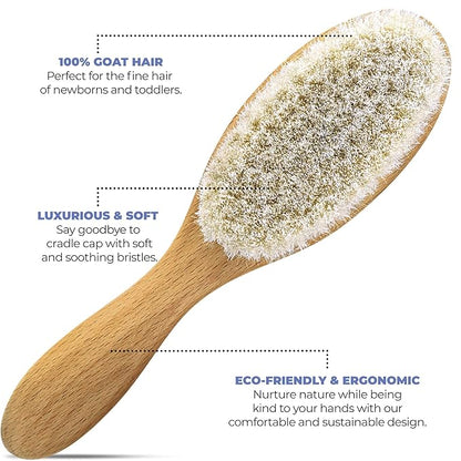 OCCObaby Wooden Baby Hairbrush Set for Newborns & Toddlers - Baby Comb for Cradle Cap - Baby Comb and Brush Set for Baby Grooming - Baby Scalp Brush for Cradle Cap - Toddler Comb