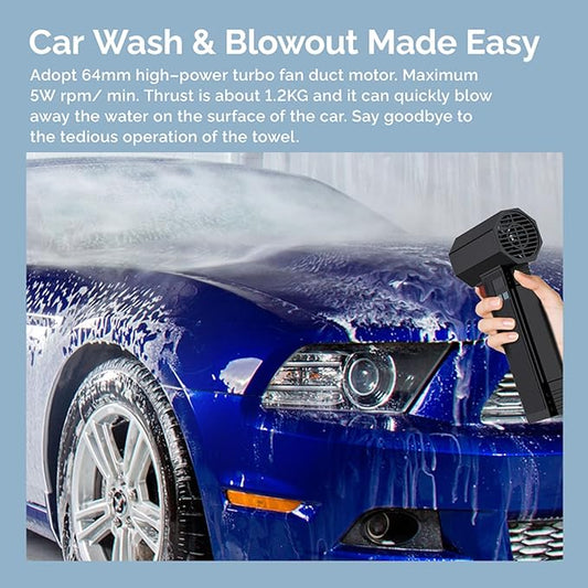 Oversize Car Dryer Air Blower Turbo Fan, Instantaneous Thrust 1.20KG/S, 4 Speeds, 4000mAh, 64MM Super Electric Cordless Leaf Blower for Patio Cleaning, Lawn Careand Car Drying