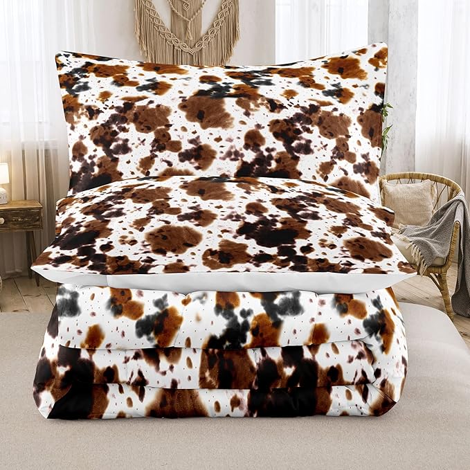 Tailor Shop Cow Print Bedding Sets King Size,Cow Print Comforter Set for Boys Teens Girls,Black White Queen Soft Microfiber Cowhide Bedding Set with 1 Comforter and 2 Pillowcases…