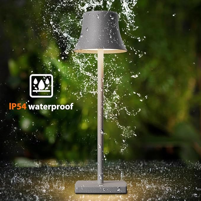 Cordless Table Lamp, Rechargeable LED Battery 5000mAh USB Portable Powered Desk Lamp 3 Levels Brightness Light for Restaurants Bedroom Outdoor (2Pack ferrous gray)