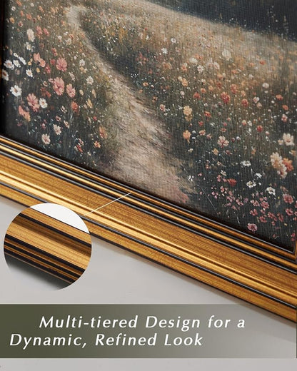 HUARCEY Gold Framed Vintage Wall Art for Living Room Canvas Coastal Wall Pictures Classic Landscape Painting Shelf Decor Natural Aesthetic Room Decoration Elegant Artwork Print for Bathroom, Bedroom