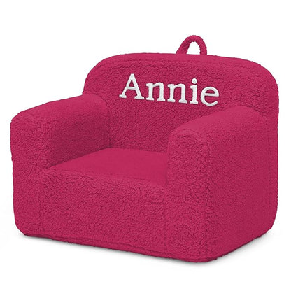 Delta Children Personalized Sherpa Cozee Chair - Customize with Name – Foam Kids Chair for Ages 18 Months and Up, Hot Pink