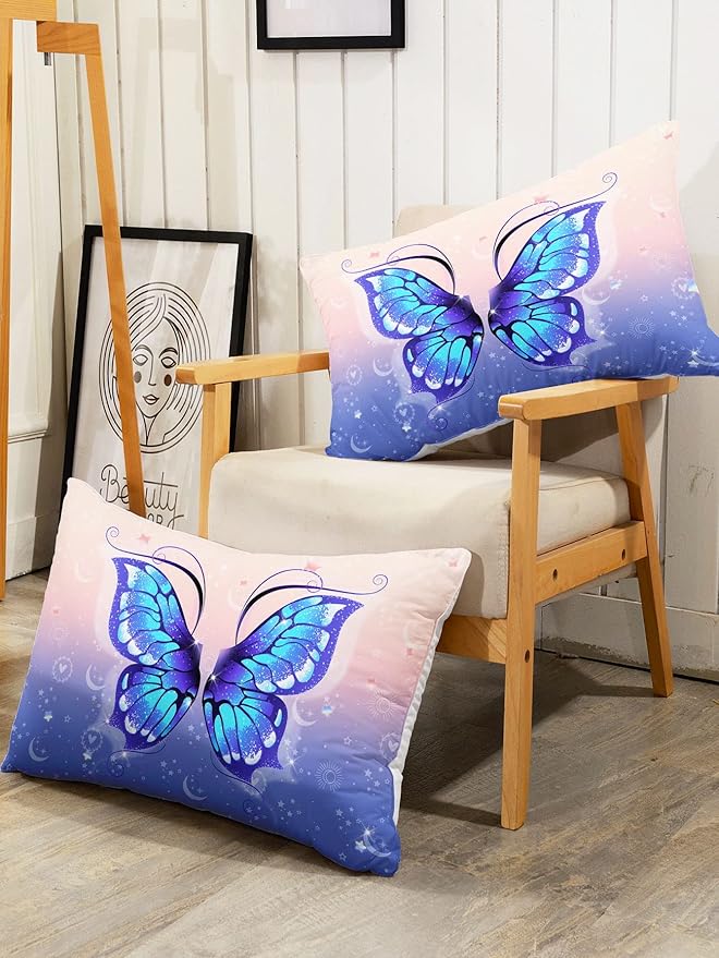 Datura home Bedding Comforter Set Pink Purple Butterfly Printed Pattern Quilt with 1 and 2 Pillowcases for Girls Bedroom All Season(Butterfly Twin) Twin 68x86inches