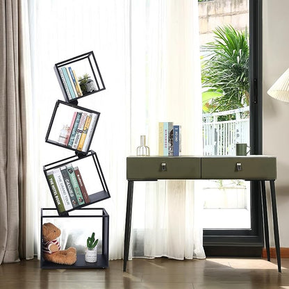 Bookshelf, 4-Tier Bookcase Black, 49'' Tall Black Bookshelf, Industrial Bookshelf, Modern Book Shelf, Storage Shelves for CDs/Books/Home Decor, Display Shelf for Living Room, Office