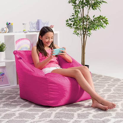 Posh Creations Structured Comfy Seat for Playrooms and Bedrooms, Large Bean Bag Chair, Coronado Chair, Pink