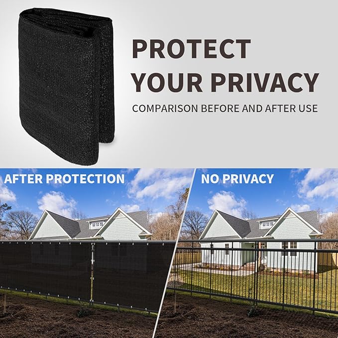 LOVE STORY Custom Size 3'x20' Black Balcony Privacy Screen,UV Block Privacy Fence Screen,90% Shield for Outdoor Pool Garden Apartment Railing