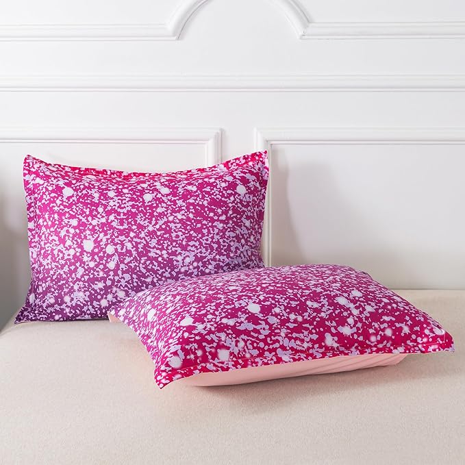 Litanika Galaxy Comforter Queen(90x90lnch), 3 Pieces(1 Purple Glitter Ombre Comforter, 2 Pillowcases), 3D Colorful Rainbow Bedding Set, Microfiber Comforter Set for Kid Boy Girl Teen