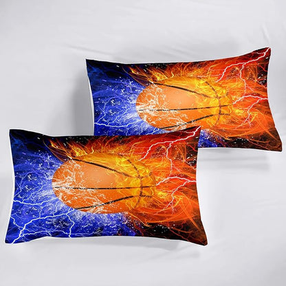 Basketball Full Size Comforter Sets for Boys Basketball Bedding Full Size Sports Microfiber Comforter Set Bedding Set for Boys Teens, 1 Comforter+2 Pillowcases