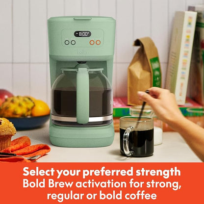 BREW 12-Cup Programmable Coffee Maker with No-Drip Glass Carafe, Seaglass