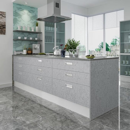 CRE8TIVE 24"x118" Wide Grey Concrete Wallpaper Peel and Stick Removable Cement Contact Paper Thick Texture Self Adhesive Waterproof Paper Roll for Countertop Cabinet Industrial Decorative Vinyl Film