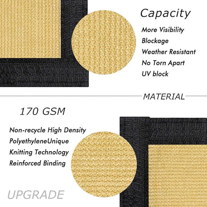 UPGRADE Privacy Fence Screen 8'x14' Sand Outdoor 90% Visibility Blockage 170 GSM Mesh Shade Cover Panels for Backyard,Balcony,Home Decoration with Zip Ties,Customized Avaliable
