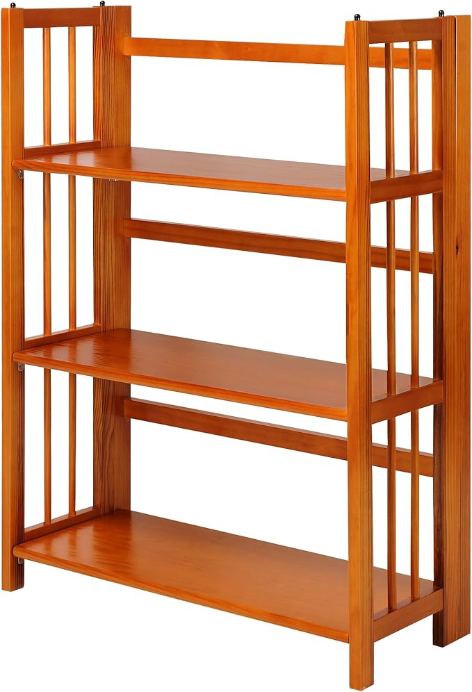 Casual Home 3-Shelf Folding Stackable Bookcase and Casual Home 4-Shelf Corner Folding Bookcase Bundle