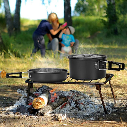 Odoland 15pcs Camping Cookware Mess Kit, 1.9L Pot, for Camping, Backpacking | Anodized aluminum, for hiking, outdoor cooking and picnic, 1.9L pot 0.8L kettle 0.86L pan mess kit, little compact pot set