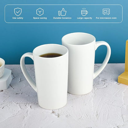BYCNZB 22oz white Super Large tall Ceramic Coffee Mugs Large Handles Set of 4